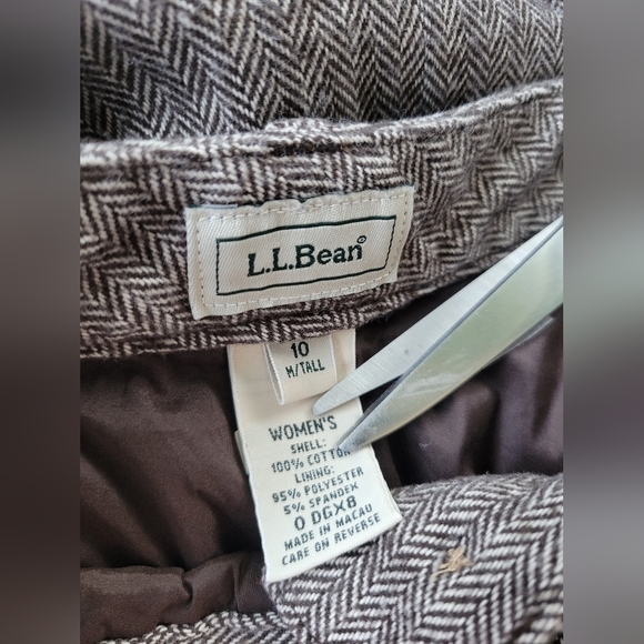 L.L.Bean Women's Herringbone Pants Size M Tall Brown - Picture 4 of 10